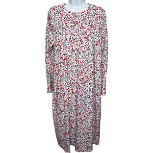 ARIA COLLECTION Womens White Floral Long Sleeve Nightgown Sz L Soft Cottagecore